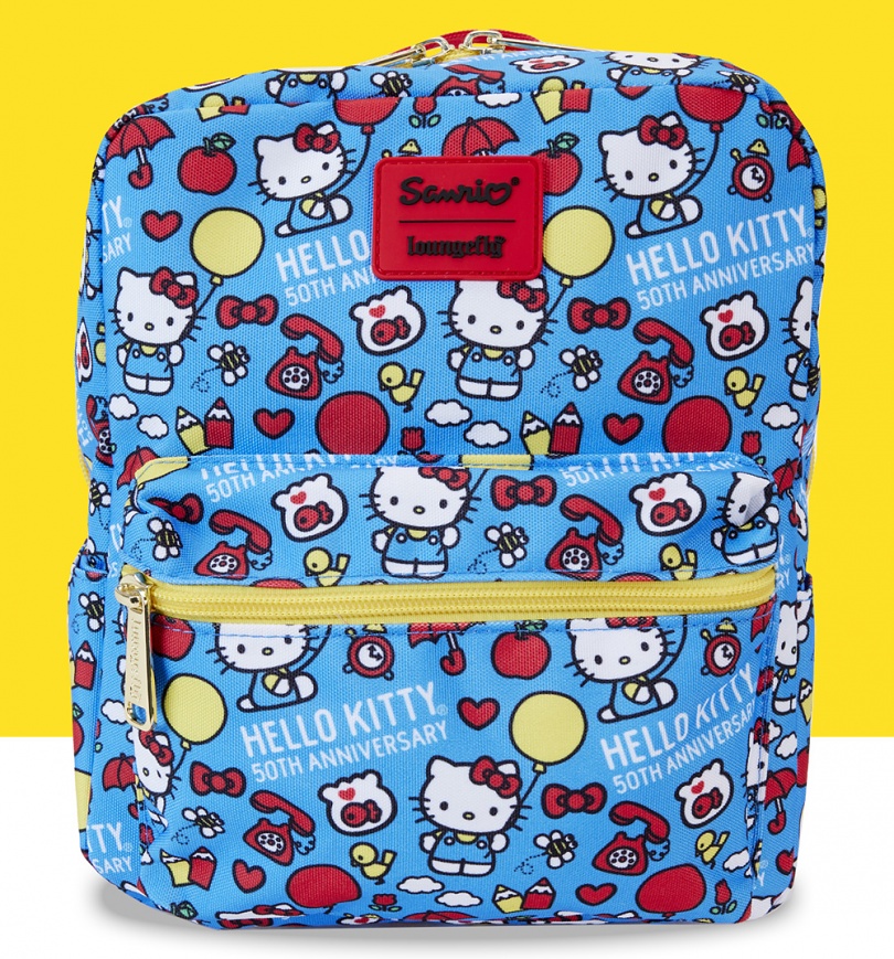 An image of Loungefly Hello Kitty 50th Anniversary Classic All Over Print Nylon Square Mini ...