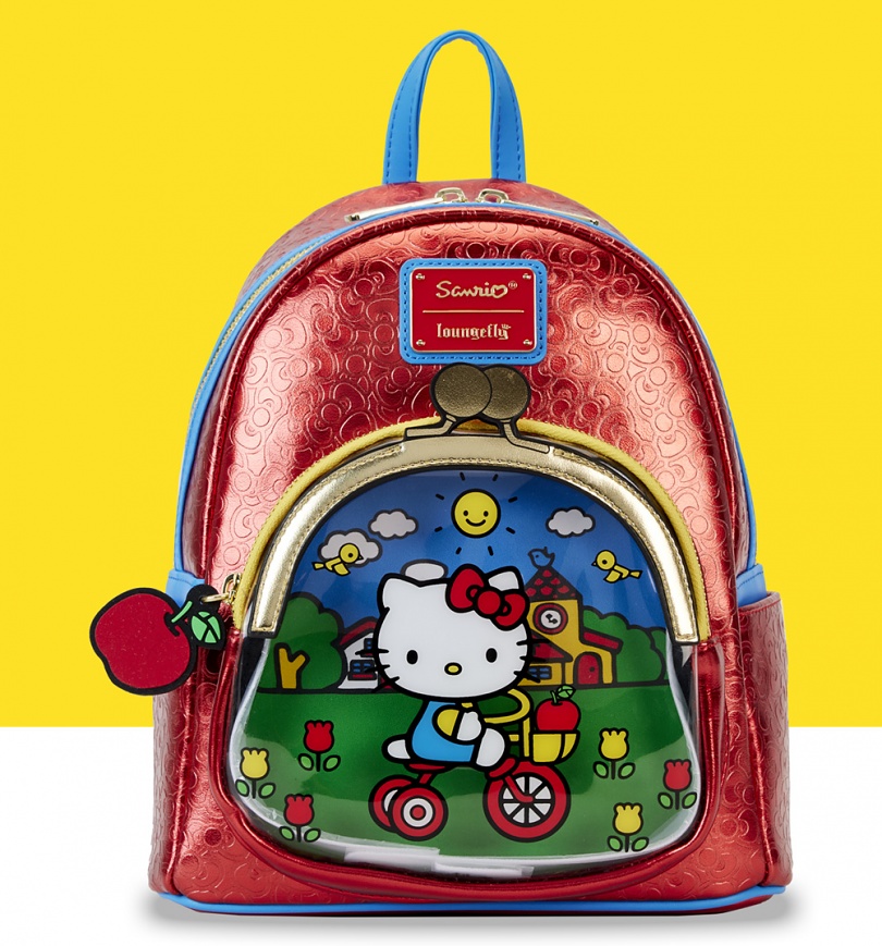 An image of Loungefly Hello Kitty 50th Anniversary Coin Bag Mini Backpack
