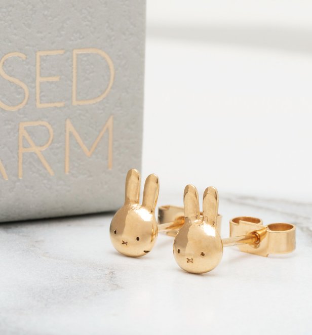 18ct Gold Vermeil Miffy Head Stud Earrings