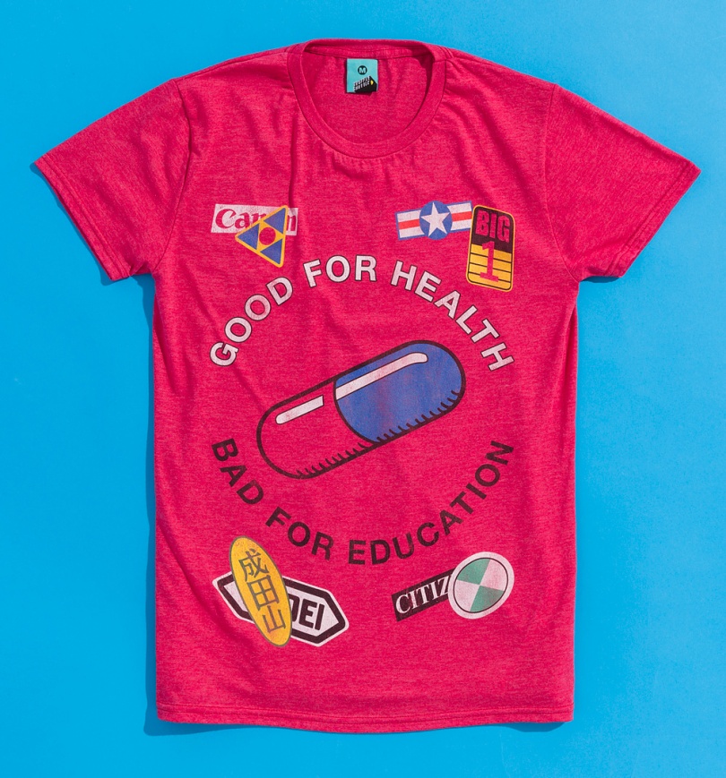 An image of Akira Inspired Good For Health Bad For Education Heather Red T-Shirt
