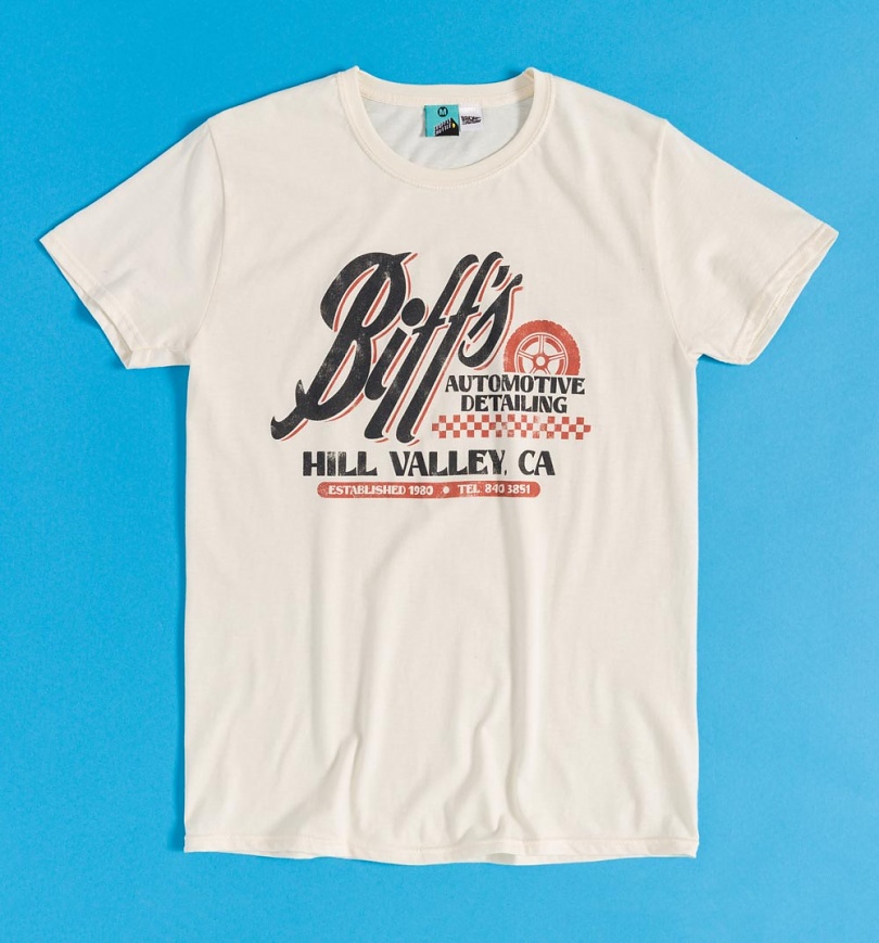 An image of Back To The Future Biffs Automotive Detailing Natural T-Shirt