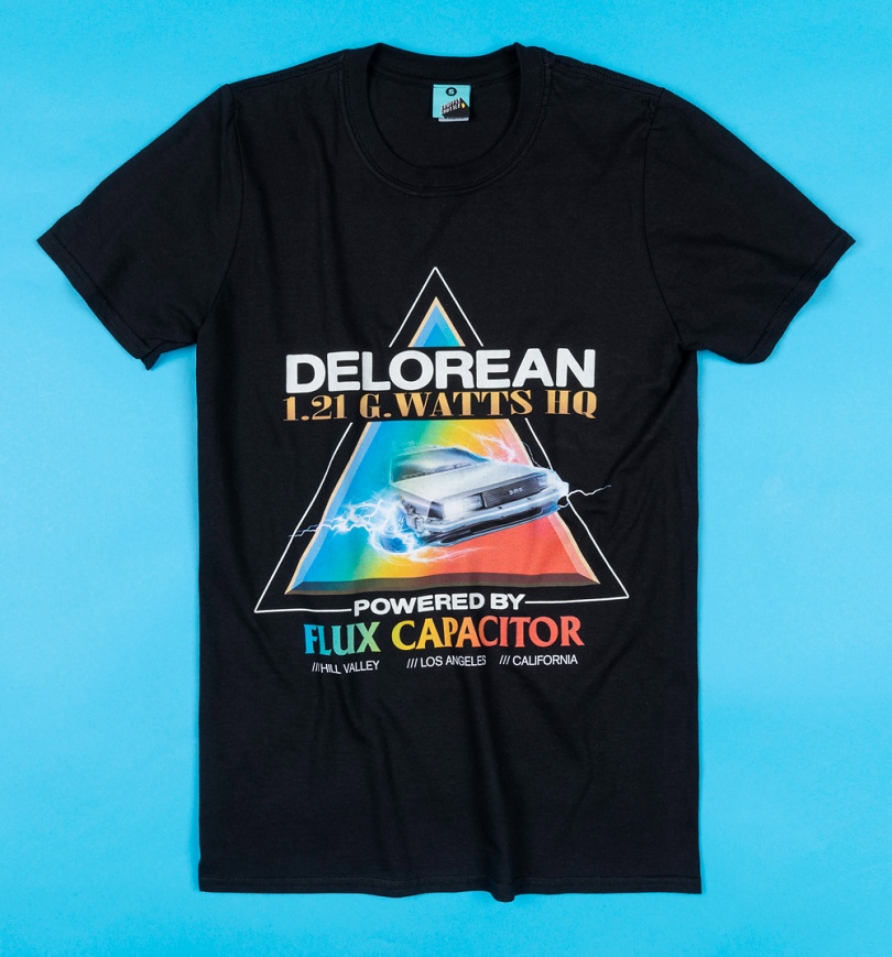 An image of Back To The Future Retro Delorean Black T-Shirt