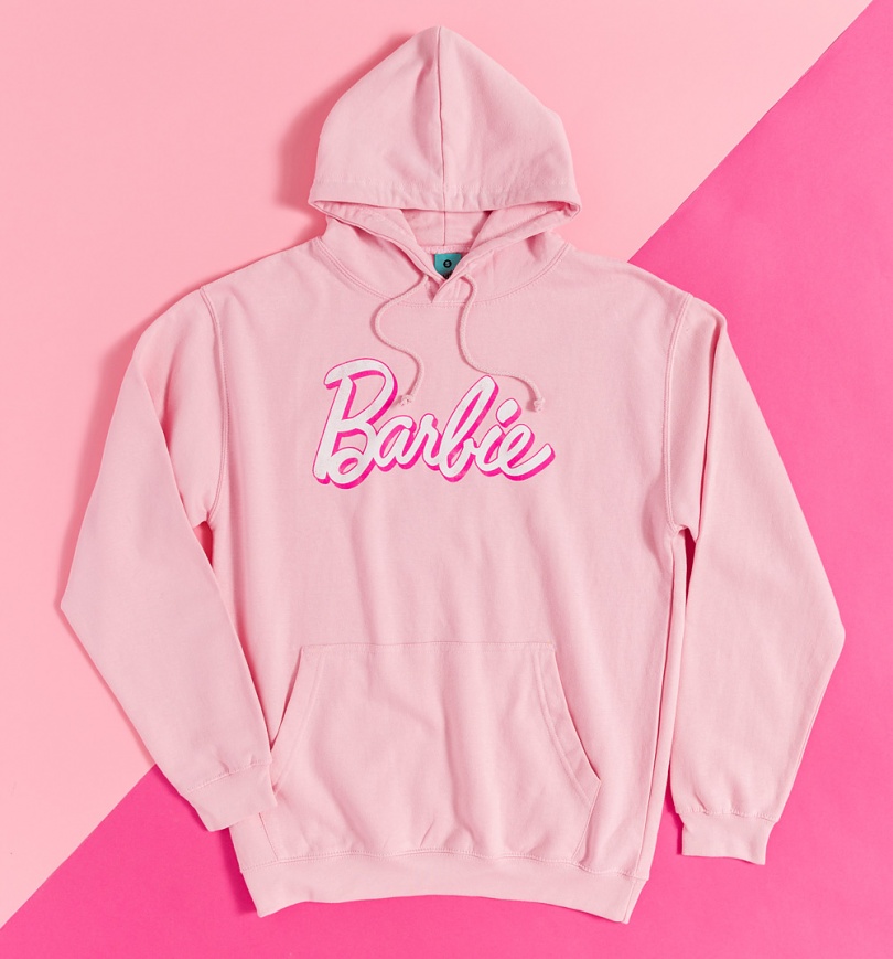 An image of Barbie Retro Logo Pink Hoodie