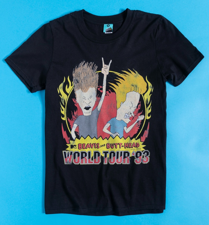 An image of Beavis And Butt-Head World Tour 93 Black T-Shirt