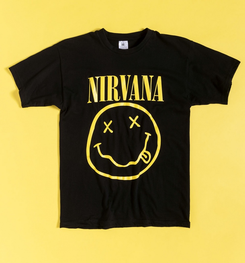 An image of Nirvana Happy Face Black T-Shirt