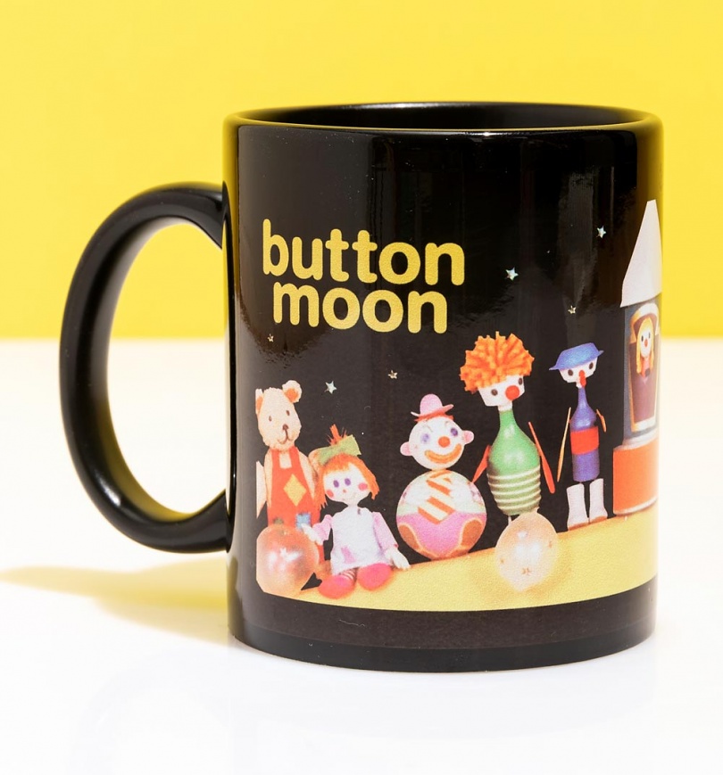 An image of Button Moon Space Scene Black Mug