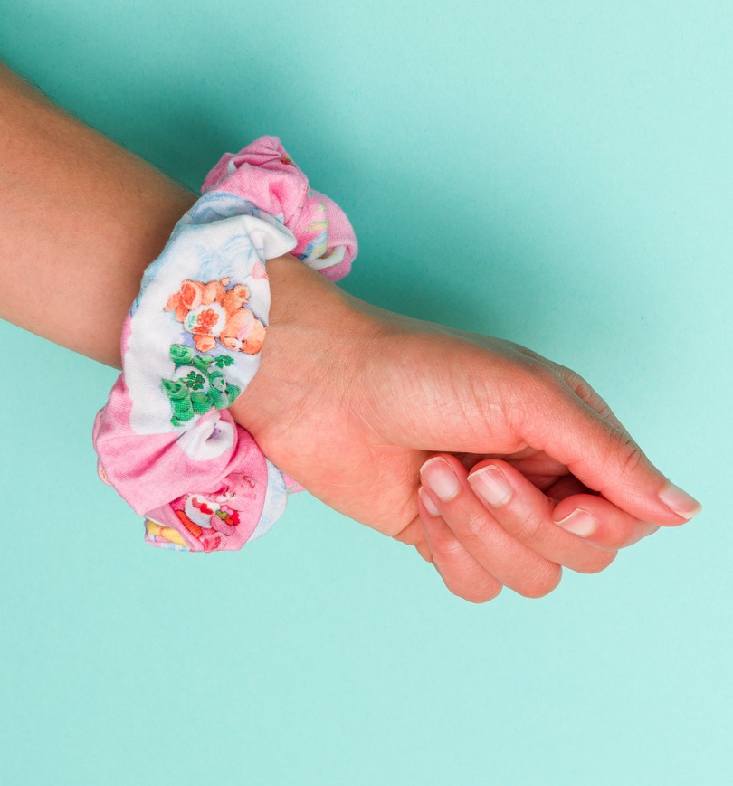 An image of Care Bears Clouds All Over Print Pink Scrunchie