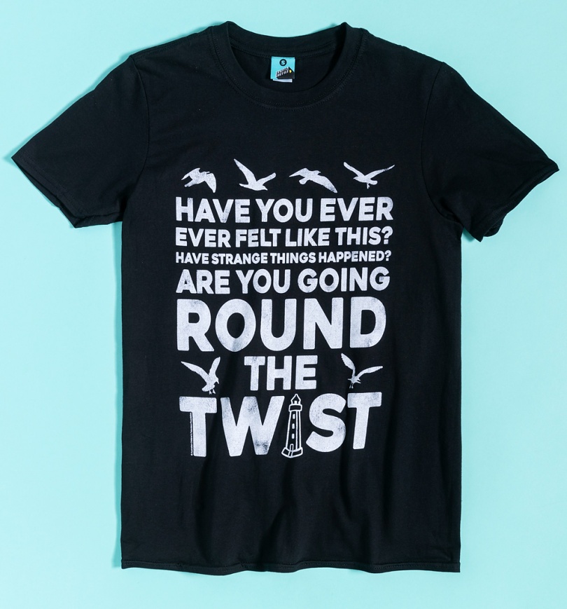 An image of Round The Twist Theme Tune Black T-Shirt