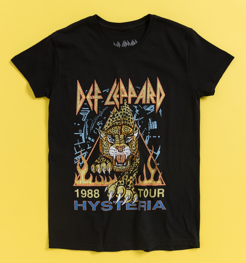 An image of Def Leppard Hysteria 88 Tour Black T-Shirt with Back Print