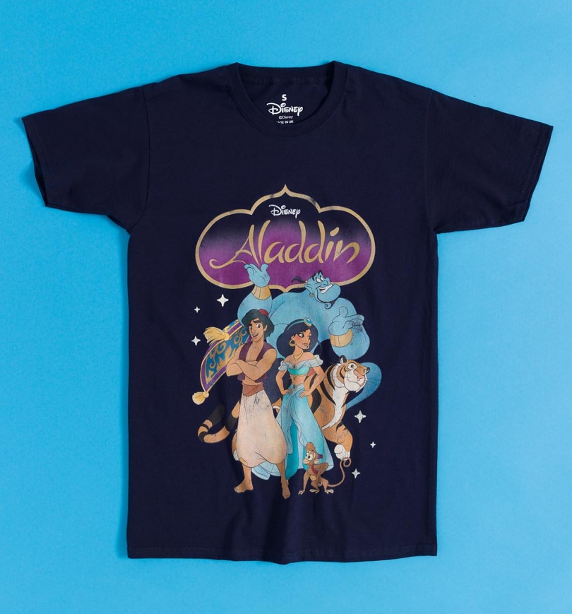An image of Disney Aladdin Movie Poster Navy T-Shirt