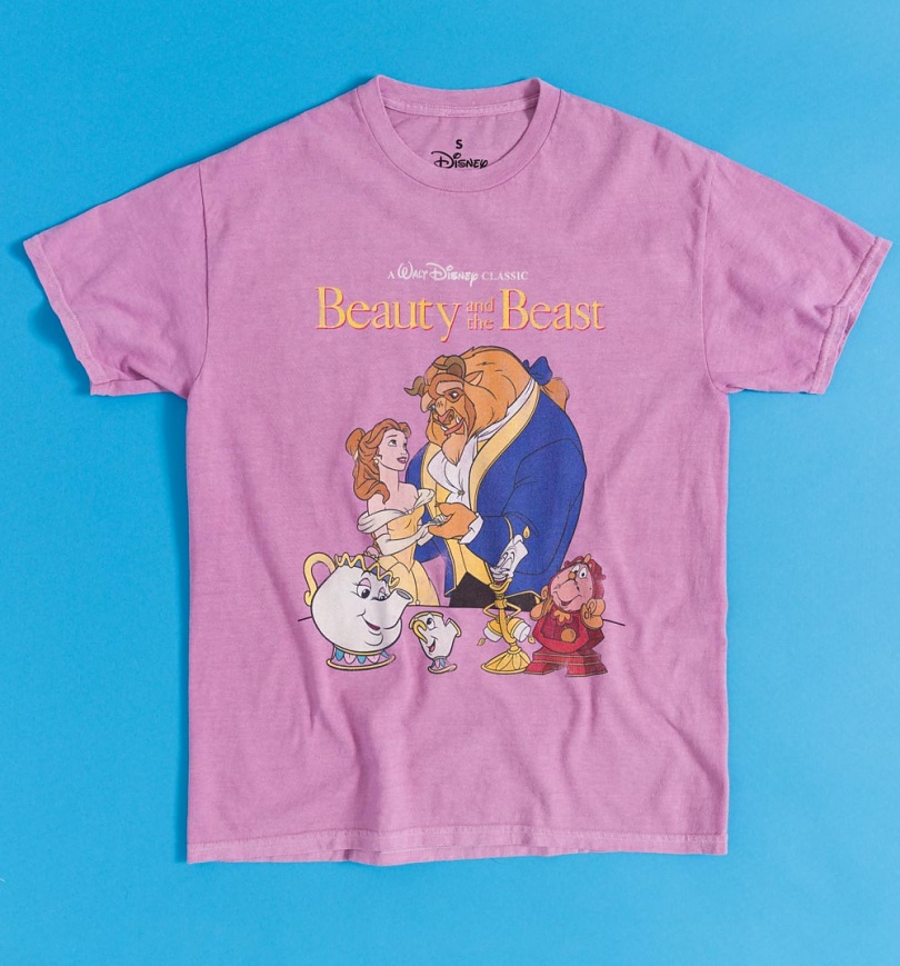An image of Disney Beauty And The Beast Vintage Wash Purple T-Shirt