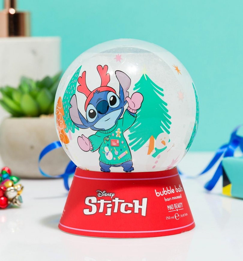 An image of Disney Lilo & Stitch At Christmas Bubble Bath Snow Globe from Mad Beauty