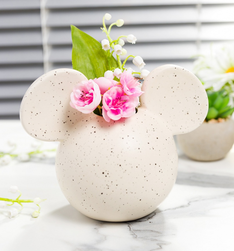 An image of Disney Mickey Mouse Head Natural Speckle Vase