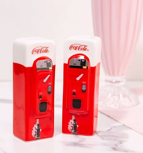 Ceramic Coca-Cola Vending Machine Salt And Pepper Shakers