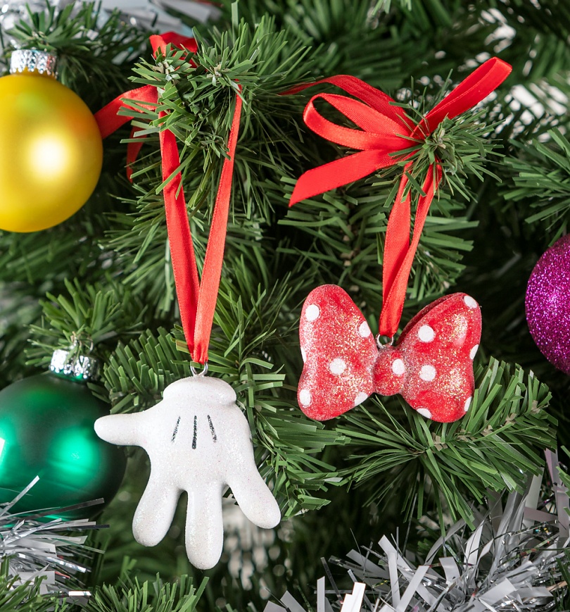 An image of Disney Set of Two Mickey Mouse Bow and Glove Hanging Decorations