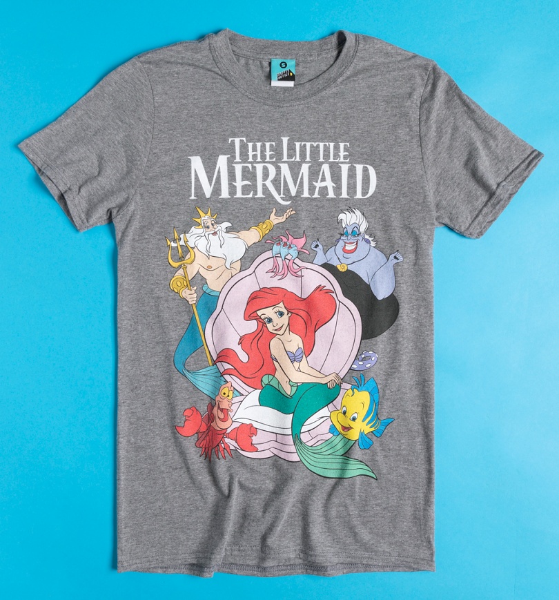 An image of Disney The Little Mermaid 90s Grey Marl T-Shirt