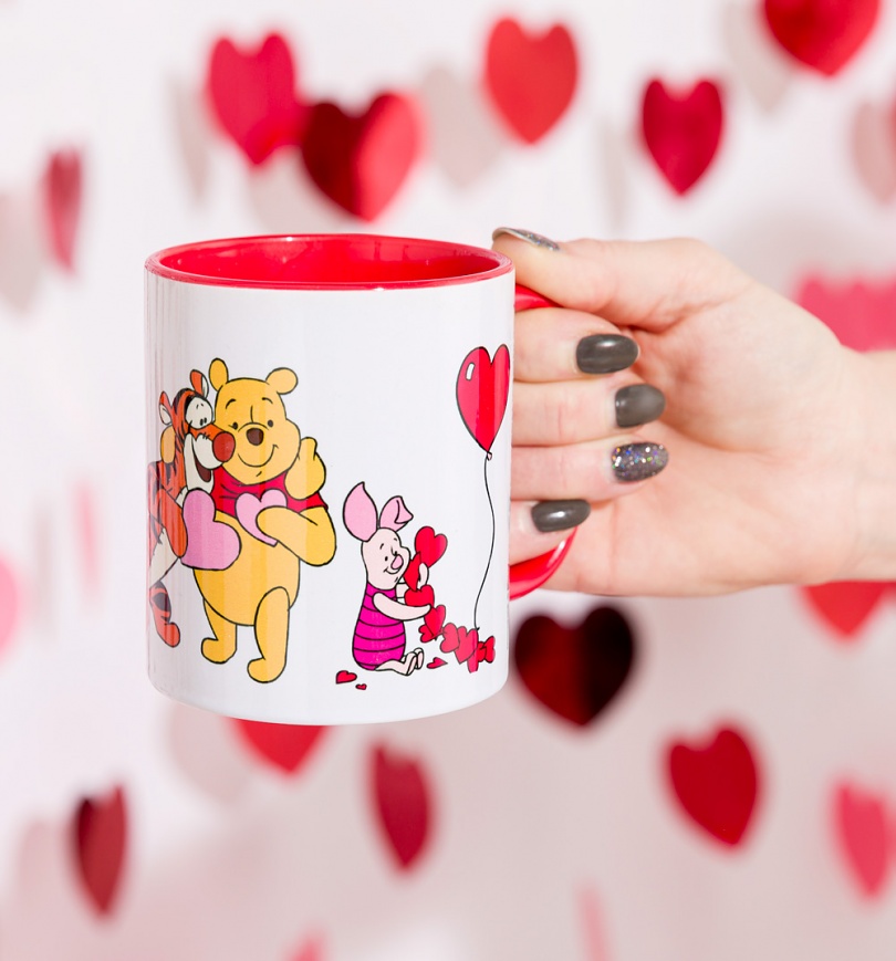 An image of Disney Winnie The Pooh Hearts Red Handle Mug