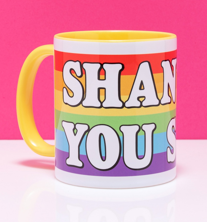 An image of Drag Race Inspired Shantay You Stay Yellow Handle Mug
