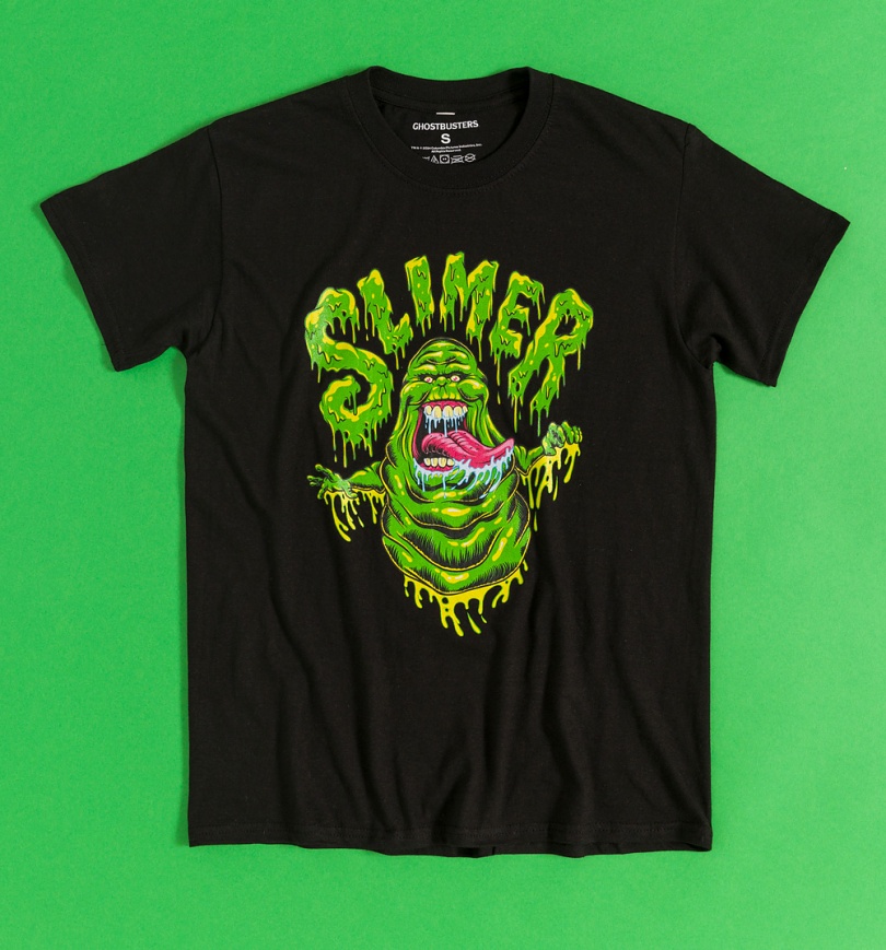 An image of Ghostbusters Frozen Empire Slimer Black T-Shirt