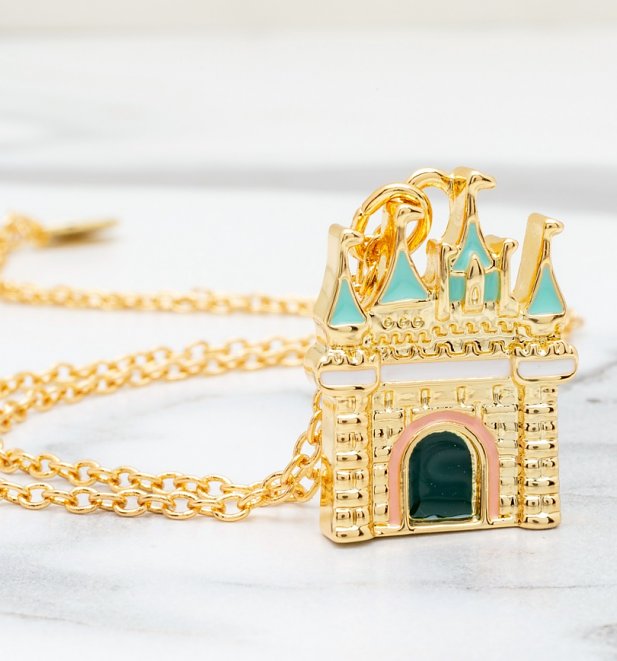 Gold Plated Disney Princess Castle Charm Necklace