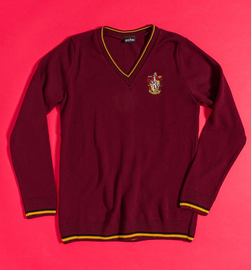 An image of Harry Potter Gryffindor House Burgundy V-Neck Knitted Jumper