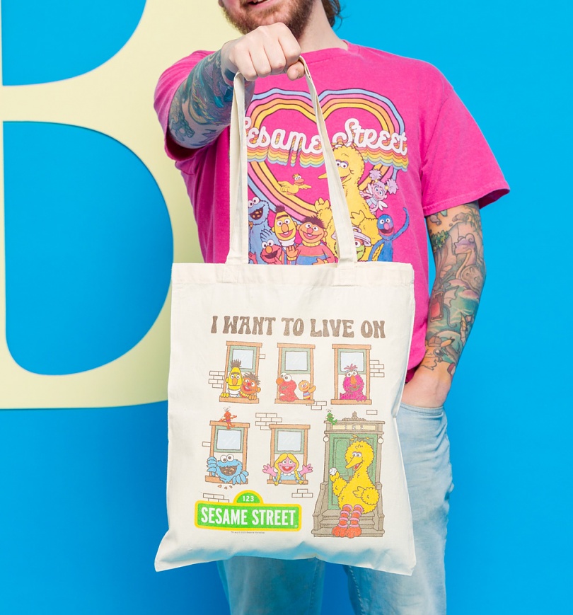 An image of I Want To Live On Sesame Street Tote Bag