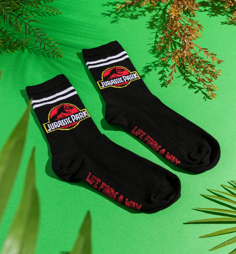 An image of Jurassic Park Life Finds A Way Socks