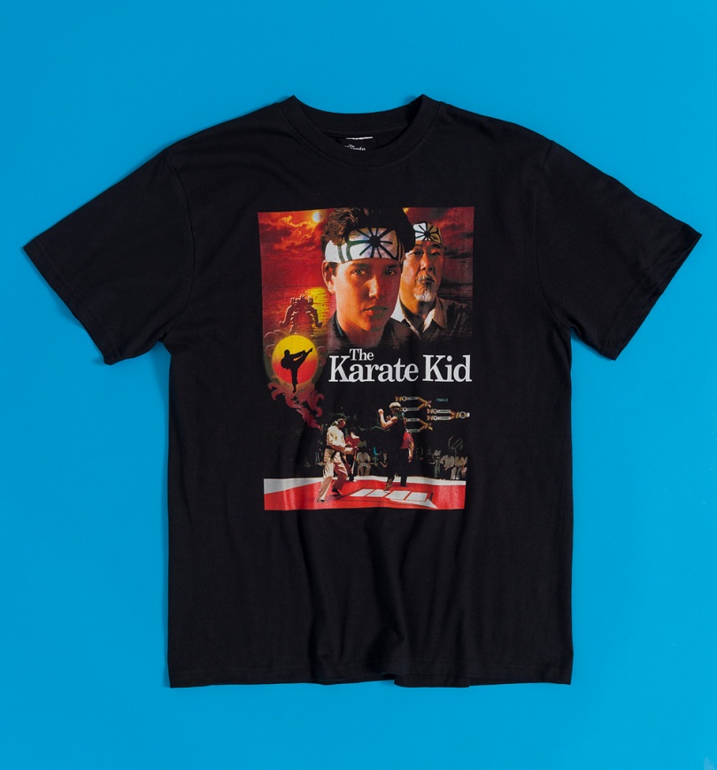 An image of Karate Kid Retro Movie Poster Black T-Shirt