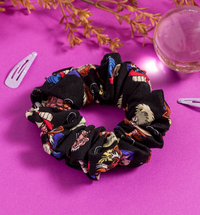 An image of Labyrinth Friends All Over Print Black Scrunchie
