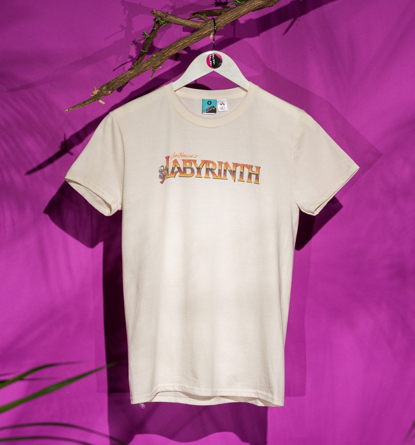 An image of Labyrinth Illustrated Movie Poster Natural T-Shirt