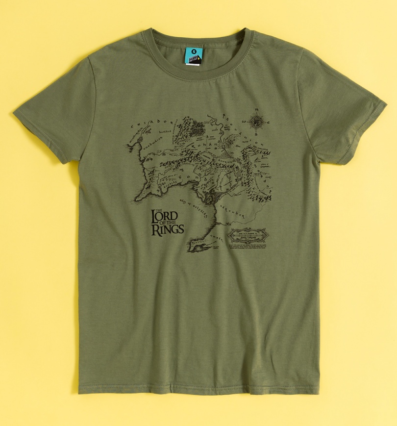 An image of Lord Of The Rings Middle Earth Map Khaki T-Shirt