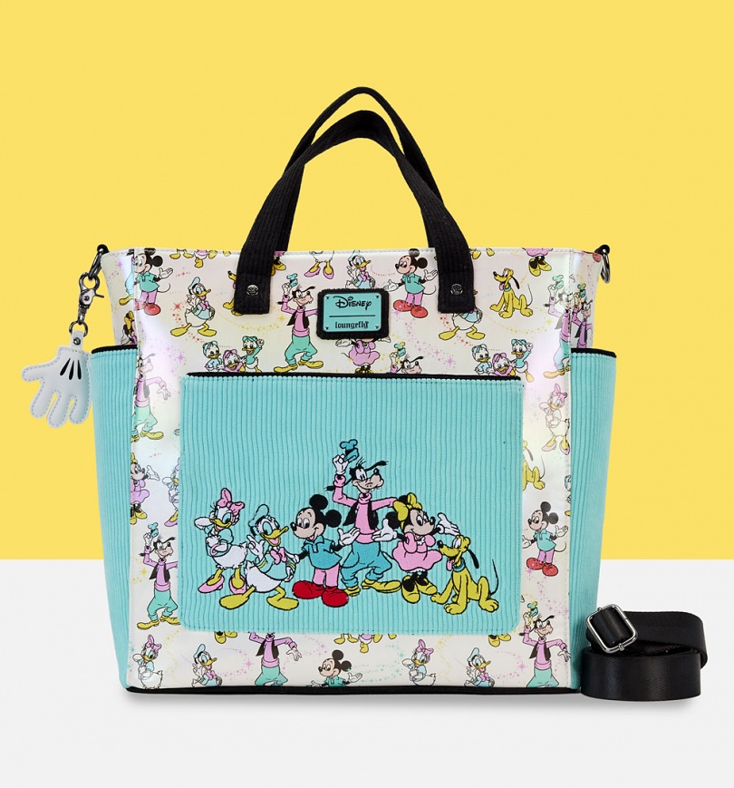 An image of Loungefly Disney 100 All Over Print Convertible Tote Bag