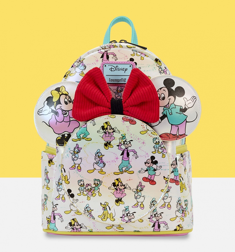 An image of Loungefly Disney 100 All Over Print Ear Holder Mini Backpack