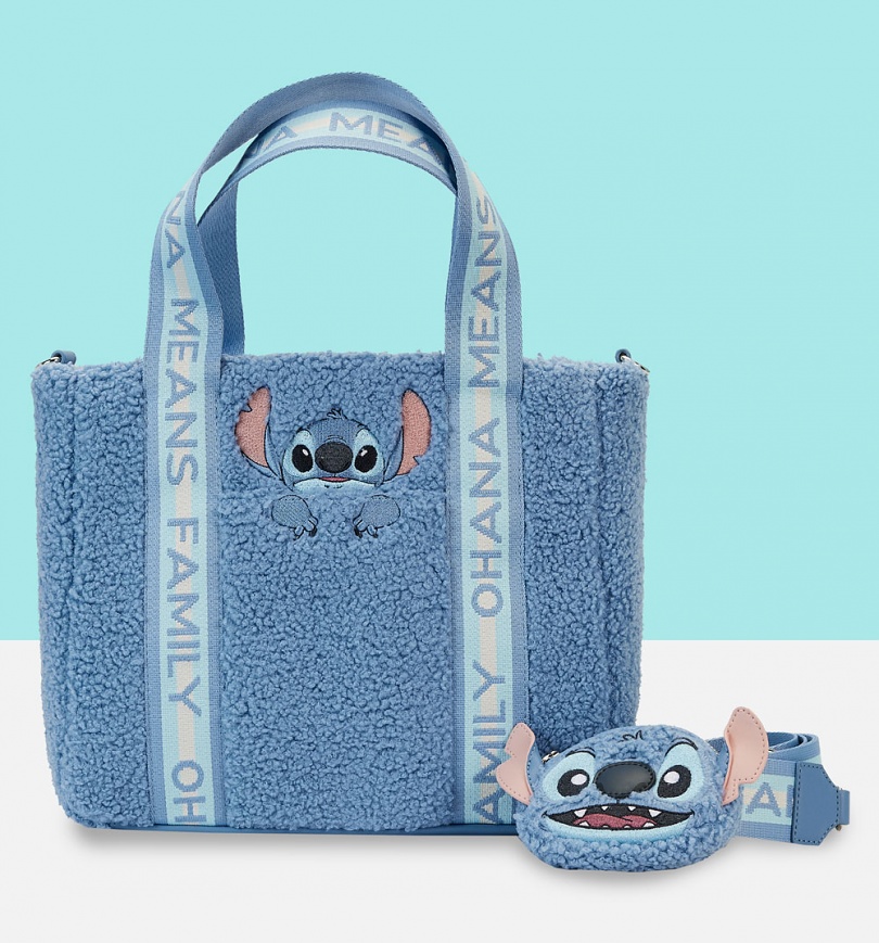 An image of Loungefly Disney Lilo & Stitch Plush Tote Bag With Coin Bag