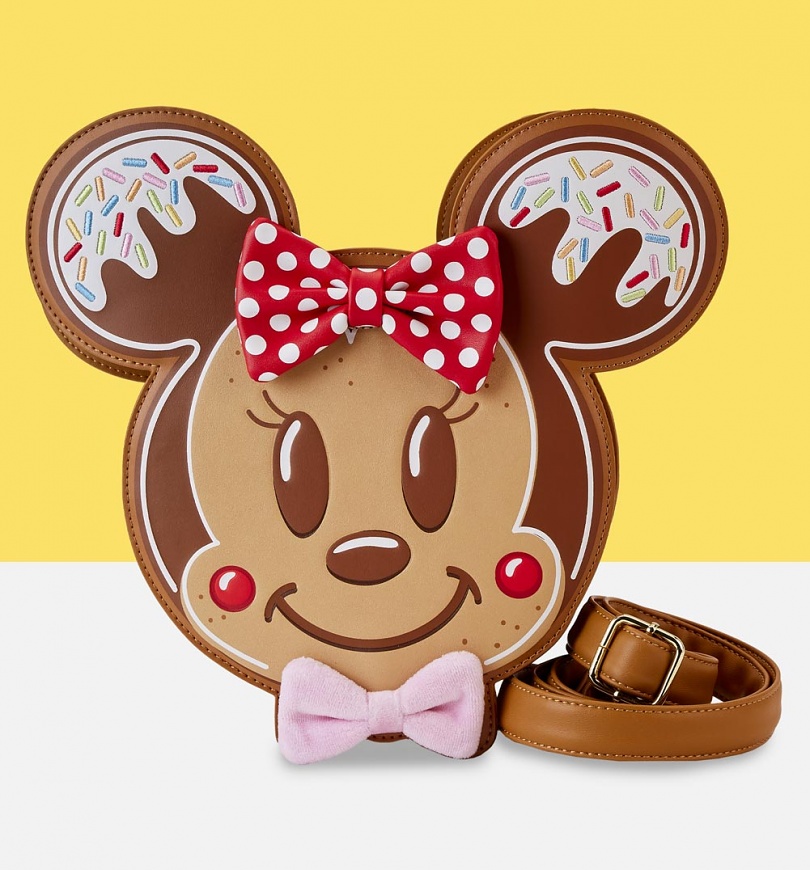 An image of Loungefly Disney Mickey And Friends Gingerbread Cookie Figural Crossbody Bag