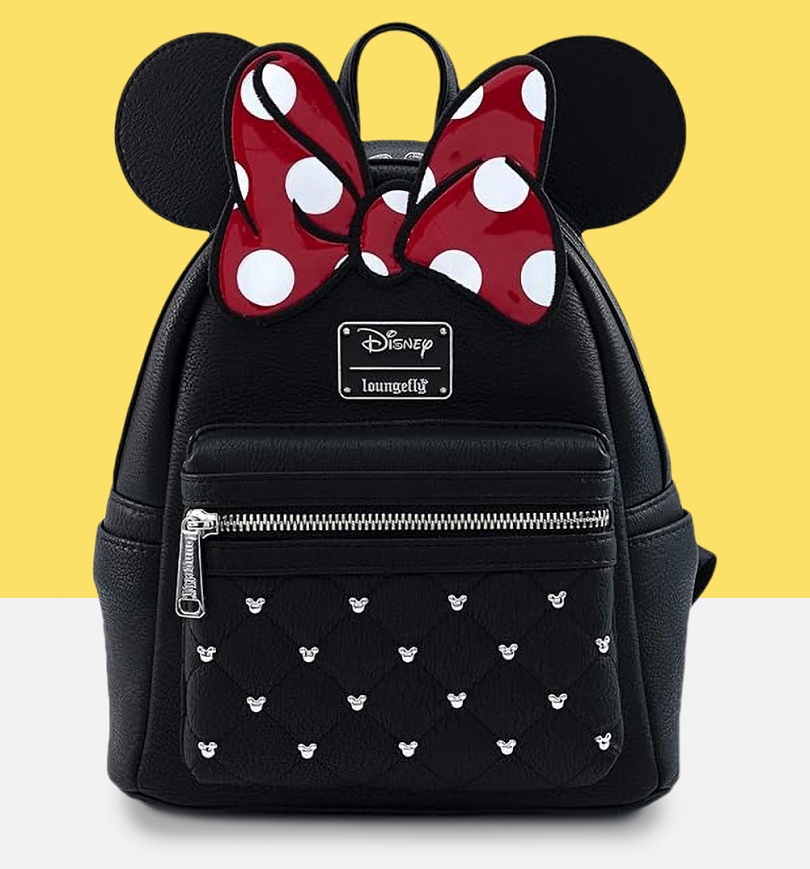 An image of Loungefly Disney Minnie Mouse Bow Mini Faux Leather Backpack