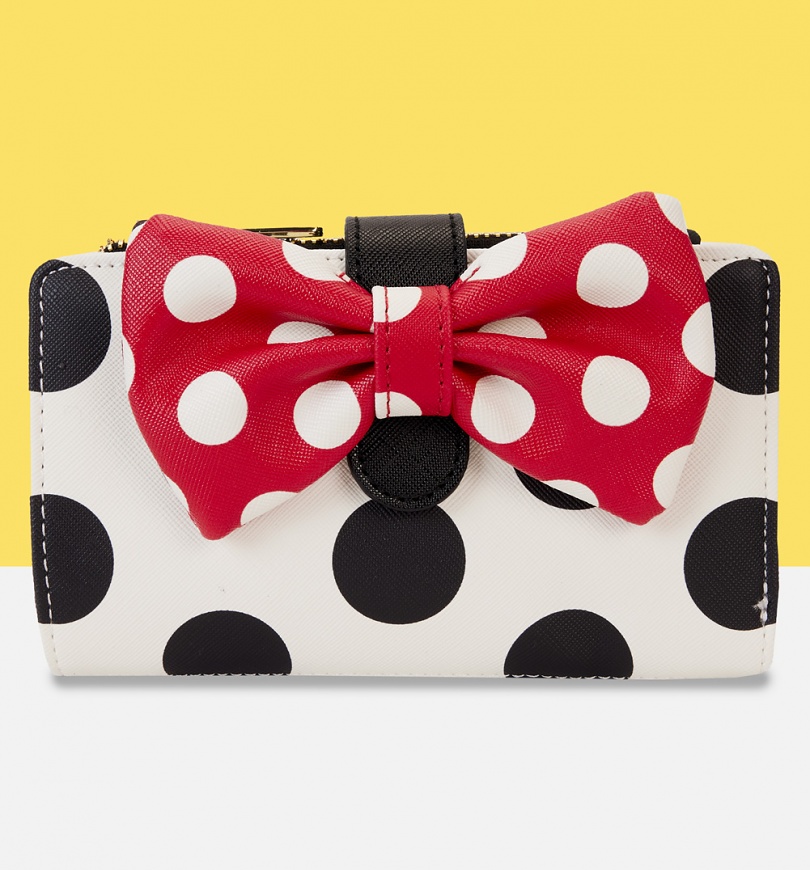 An image of Loungefly Disney Minnie Rocks The Dots Classic Flap Wallet