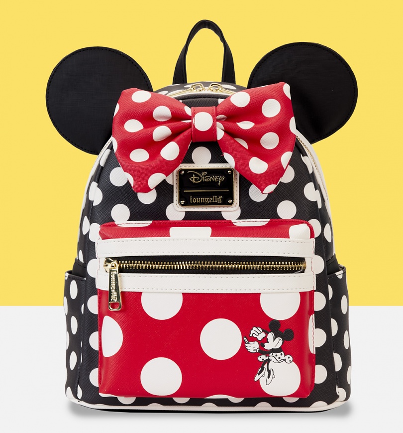 An image of Loungefly Disney Minnie Rocks The Dots Classic Mini Backpack