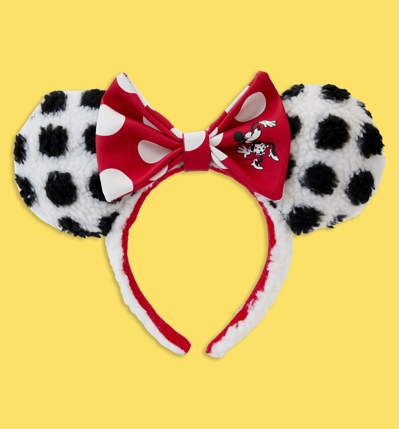 An image of Loungefly Disney Minnie Rocks The Dots Sherpa Headband