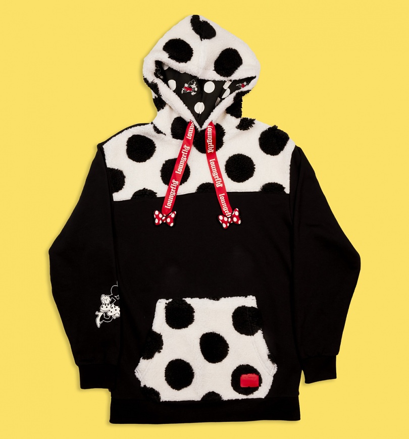 An image of Loungefly Disney Minnie Rocks The Dots Sherpa Unisex Hoodie