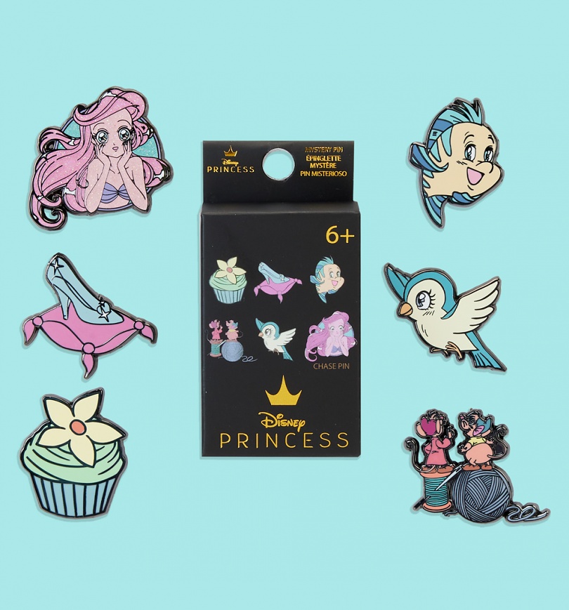 An image of Loungefly Disney Princess Manga Style Mystery Box Pins