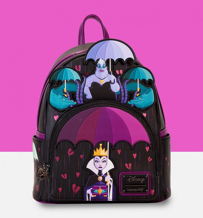 An image of Loungefly Disney Villains Curse Your Hearts Mini Backpack