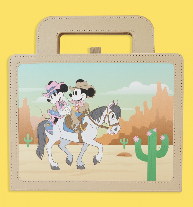An image of Loungefly Disney Western Mickey And Minnie Lunch Box Journal