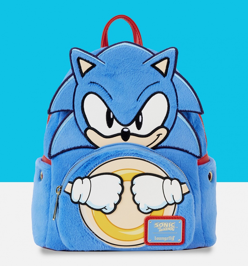 An image of Loungefly Sega Sonic The Hedgehog Classic Cosplay Mini Backpack