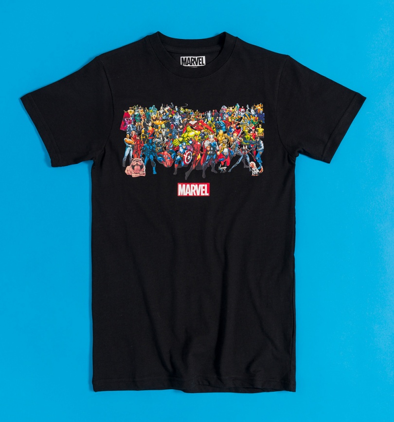 An image of Marvel Comics Characters Black T-Shirt