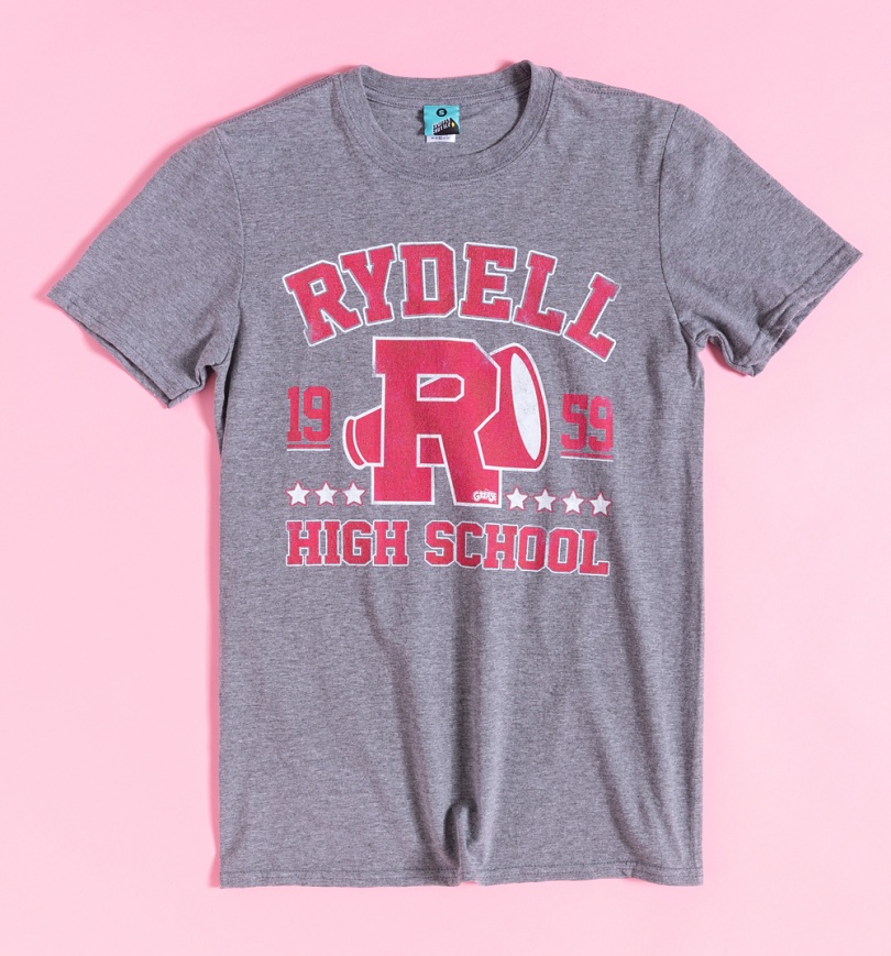An image of Mens Grease Rydell High School Athletic Grey Marl T-Shirt