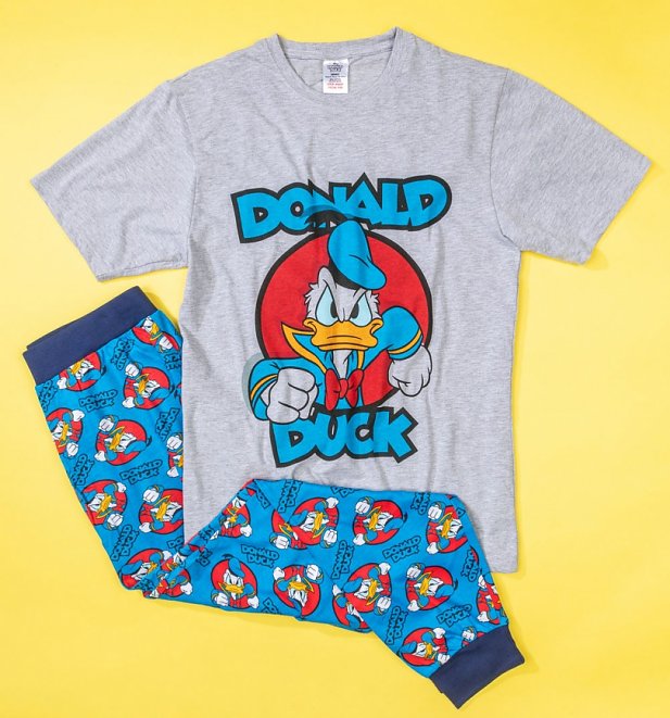 Mens Grey Donald Duck Disney Pyjamas