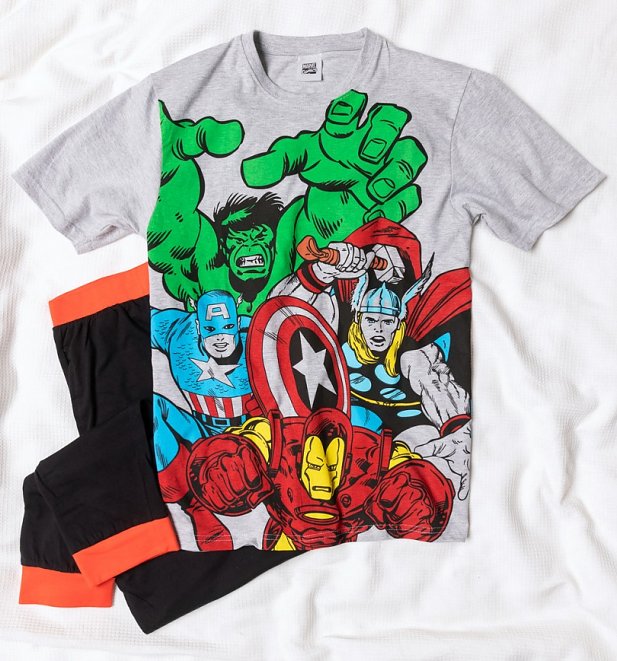 Mens Grey Marvel Comics Pyjamas