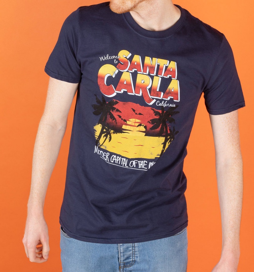 An image of Mens Lost Boys Inspired Welcome to Santa Carla Navy T-Shirt