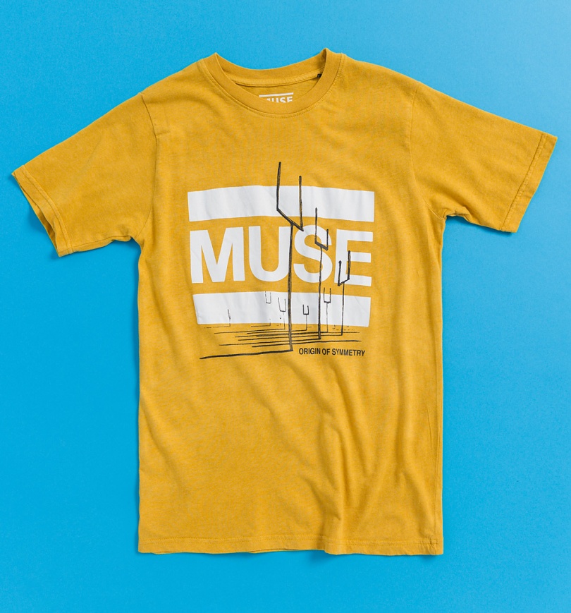 An image of Muse Origin Of Symmetry Yellow Vintage Wash T-Shirt
